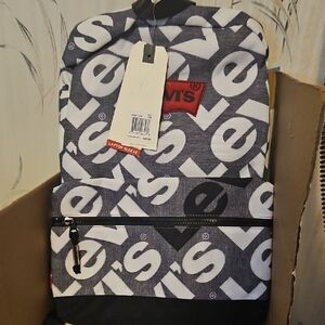 Levi's Black and White Logo Backpack Laptop Sleeve